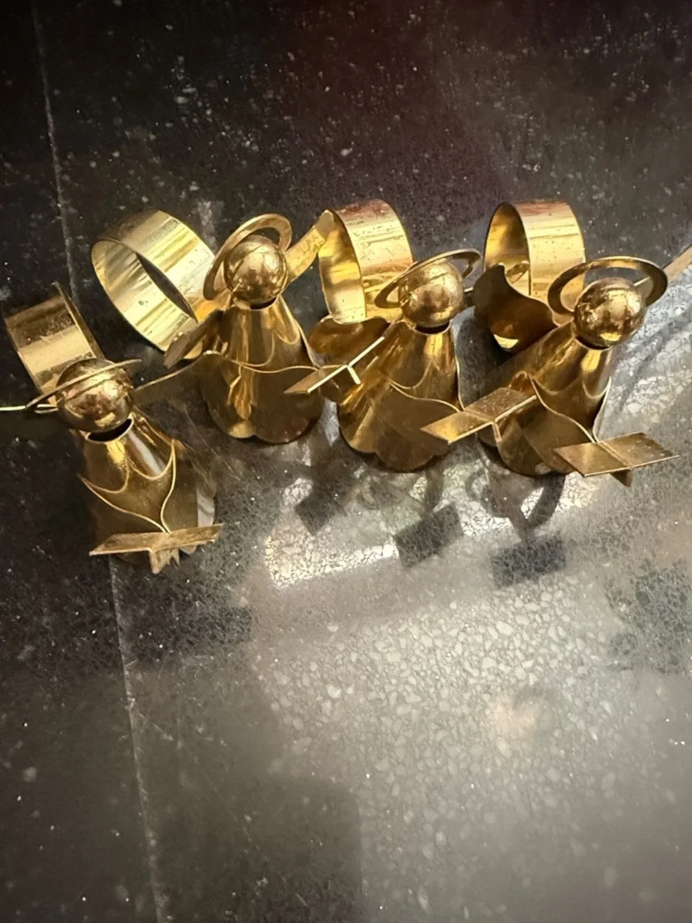 Vintage Brass reading Angels  Napkin Rings - Set of 4